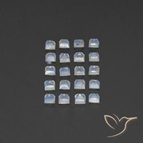 Pedras preciosas de Pedra da Lua Arco-Íris Branco azulado natural de 2.56 ct, Quadrado, Transparente