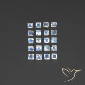 Pedras preciosas de pedra da lua arco-íris branco natural de 2,94 ct, quadrado, transparente
