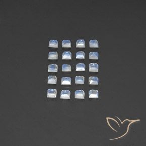 Pedras preciosas de pedra da lua arco-íris branco natural de 2,94 ct, quadrado, transparente