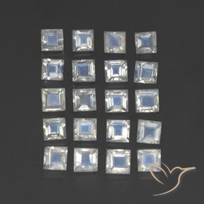 Pedras preciosas de Pedra da Lua Arco-Íris Branco azulado natural de 2.87 ct, Quadrado, Transparente