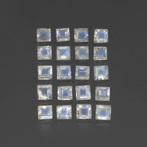 Pedras preciosas de pedra da lua arco-íris branco natural de  ct, quadrado, transparente