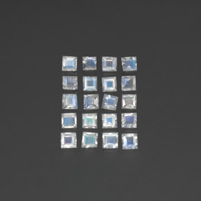 Pedras preciosas de pedra da lua arco-íris branco natural de 2,28 ct, quadrado, transparente