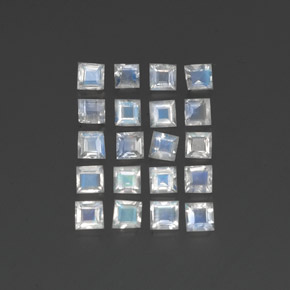Pedras preciosas de pedra da lua arco-íris branco natural de 2,28 ct, quadrado, transparente