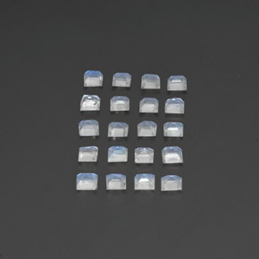 Pedras preciosas de pedra da lua arco-íris branco natural de 2,28 ct, quadrado, transparente