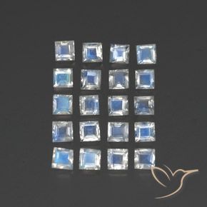 Pedras preciosas de Pedra da Lua Arco-Íris Branco azulado natural de 2.74 ct, Quadrado, Transparente