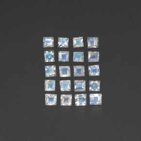 Pedras preciosas de pedra da lua arco-íris branco natural de 2,88 ct, quadrado, transparente