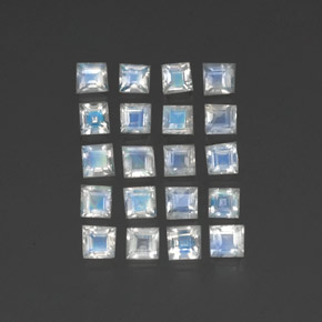 Pedras preciosas de pedra da lua arco-íris branco natural de 2,88 ct, quadrado, transparente
