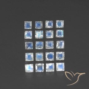 Pedras preciosas de Pedra da Lua Arco-Íris Branco azulado natural de 3.37 ct, Quadrado, Transparente