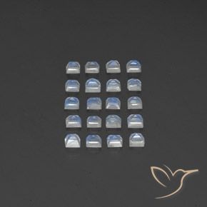 Pedras preciosas de Pedra da Lua Arco-Íris Branco azulado natural de 3.37 ct, Quadrado, Transparente