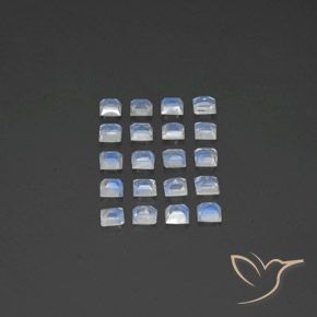 Pedras preciosas de Pedra da Lua Arco-Íris Branco azulado natural de 2.95 ct, Quadrado, Transparente