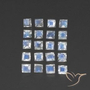 Pedras preciosas de Pedra da Lua Arco-Íris Branco azulado natural de 2.61 ct, Quadrado, Transparente