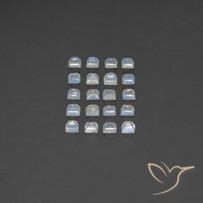 Pedras preciosas de Pedra da Lua Arco-Íris Branco azulado natural de 3.22 ct, Quadrado, Transparente/Translúcido
