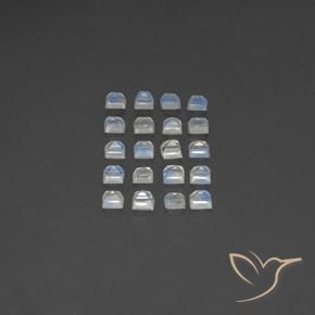 Pedras preciosas de Pedra da Lua Arco-Íris Branco azulado natural de 3.44 ct, Quadrado, Transparente