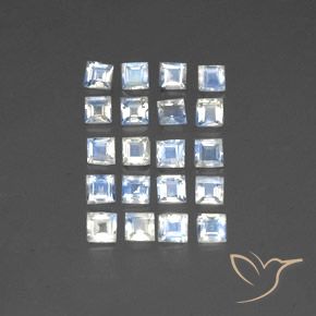 Pedras preciosas de Pedra da Lua Arco-Íris Branco azulado natural de 2.66 ct, Quadrado, Transparente