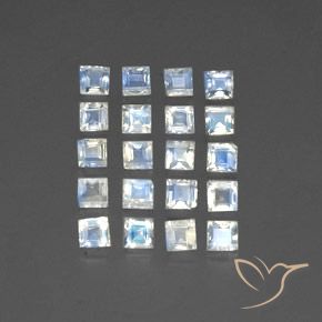 Pedras preciosas de Pedra da Lua Arco-Íris Branco azulado natural de 3.16 ct, Quadrado, Transparente