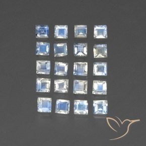 Pedras preciosas de Pedra da Lua Arco-Íris Branco azulado natural de 2.81 ct, Quadrado, Transparente