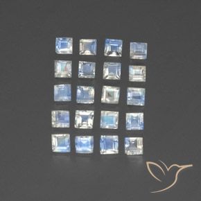 Pedras preciosas de Pedra da Lua Arco-Íris Branco azulado natural de 3.26 ct, Quadrado, Transparente
