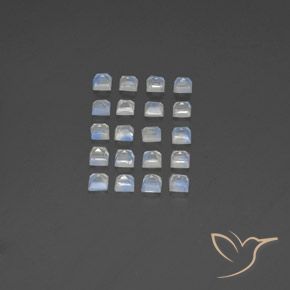 Pedras preciosas de Pedra da Lua Arco-Íris Branco azulado natural de 3.26 ct, Quadrado, Transparente