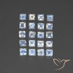 Pedras preciosas de Pedra da Lua Arco-Íris Branco azulado natural de 2.77 ct, Quadrado, Transparente