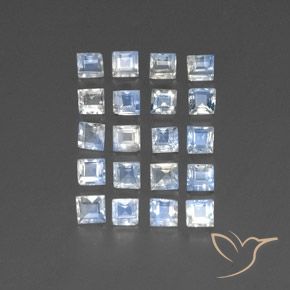 Pedras preciosas de Pedra da Lua Arco-Íris Branco azulado natural de 3.26 ct, Quadrado, Transparente