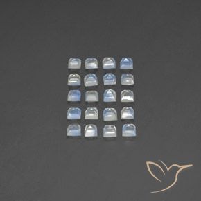 Pedras preciosas de Pedra da Lua Arco-Íris Branco azulado natural de 3.26 ct, Quadrado, Transparente