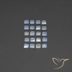 Pedras preciosas de Pedra da Lua Arco-Íris Branco azulado natural de 2.96 ct, Quadrado, Transparente