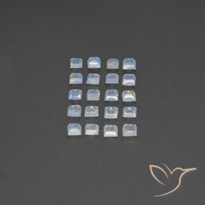 Pedras preciosas de Pedra da Lua Arco-Íris Branco azulado natural de 3.01 ct, Quadrado, Transparente