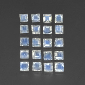 Pedras preciosas de pedra da lua arco-íris branco natural de  ct, quadrado, transparente