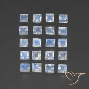 Pedras preciosas de Pedra da Lua Arco-Íris Branco azulado natural de 3.57 ct, Quadrado, Transparente