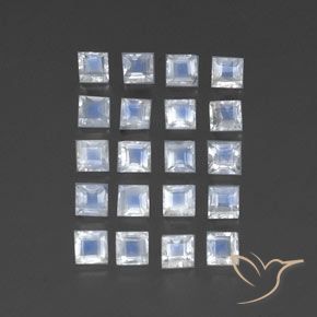 Pedras preciosas de Pedra da Lua Arco-Íris Branco azulado natural de 3.14 ct, Quadrado, Transparente/Translúcido