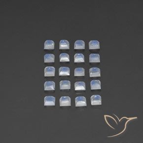 Pedras preciosas de Pedra da Lua Arco-Íris Branco azulado natural de 3.14 ct, Quadrado, Transparente/Translúcido