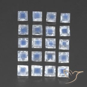 Pedras preciosas de Pedra da Lua Arco-Íris Branco azulado natural de 3.09 ct, Quadrado, Transparente