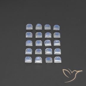 Pedras preciosas de Pedra da Lua Arco-Íris Branco azulado natural de 3.09 ct, Quadrado, Transparente