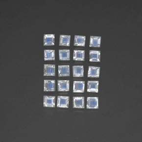 Pedras preciosas de pedra da lua arco-íris branco natural de 2,35 ct, quadrado, transparente