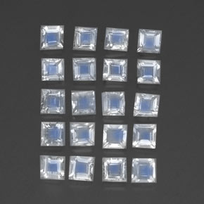 Pedras preciosas de pedra da lua arco-íris branco natural de 2,35 ct, quadrado, transparente