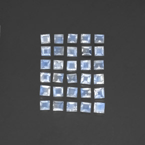 Pedras preciosas de pedra da lua arco-íris branco natural de 3,55 ct, quadrado, transparente