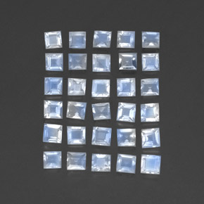 Pedras preciosas de pedra da lua arco-íris branco natural de 3,55 ct, quadrado, transparente