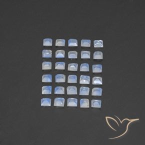 Pedras preciosas de Pedra da Lua Arco-Íris Branco azulado natural de 3.31 ct, Quadrado, Transparente