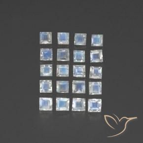 Pedras preciosas de Pedra da Lua Arco-Íris Branco azulado natural de 2.53 ct, Quadrado, Transparente