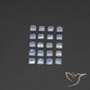 Pedras preciosas de Pedra da Lua Arco-Íris Branco azulado natural de 2.88 ct, Quadrado, Transparente