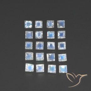 Pedras preciosas de Pedra da Lua Arco-Íris Branco azulado natural de 2.90 ct, Quadrado, Transparente