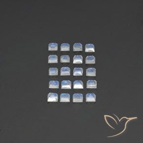 Pedras preciosas de Pedra da Lua Arco-Íris Branco azulado natural de 2.90 ct, Quadrado, Transparente