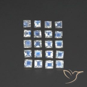 Pedras preciosas de Pedra da Lua Arco-Íris Branco azulado natural de 2.15 ct, Quadrado, Transparente