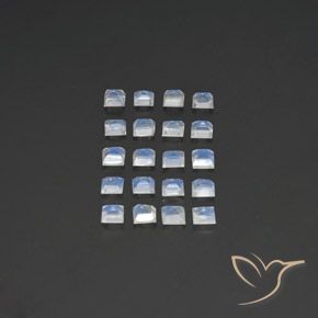 Pedras preciosas de Pedra da Lua Arco-Íris Branco azulado natural de 2.15 ct, Quadrado, Transparente