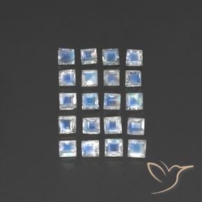 Pedras preciosas de Pedra da Lua Arco-Íris Branco azulado natural de 2.83 ct, Quadrado, Transparente