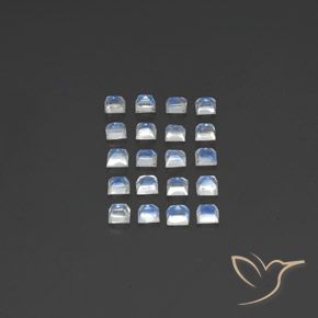 Pedras preciosas de Pedra da Lua Arco-Íris Branco azulado natural de 2.83 ct, Quadrado, Transparente