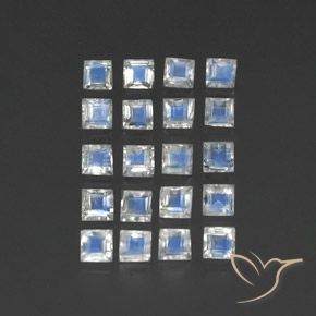 Pedras preciosas de Pedra da Lua Arco-Íris Branco azulado natural de 3.34 ct, Quadrado, Transparente