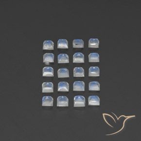 Pedras preciosas de Pedra da Lua Arco-Íris Branco azulado natural de 3.45 ct, Quadrado, Transparente