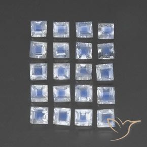 Pedras preciosas de Pedra da Lua Arco-Íris Branco azulado natural de 2.79 ct, Quadrado, Transparente