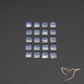 Pedras preciosas de Pedra da Lua Arco-Íris Branco azulado natural de 2.79 ct, Quadrado, Transparente
